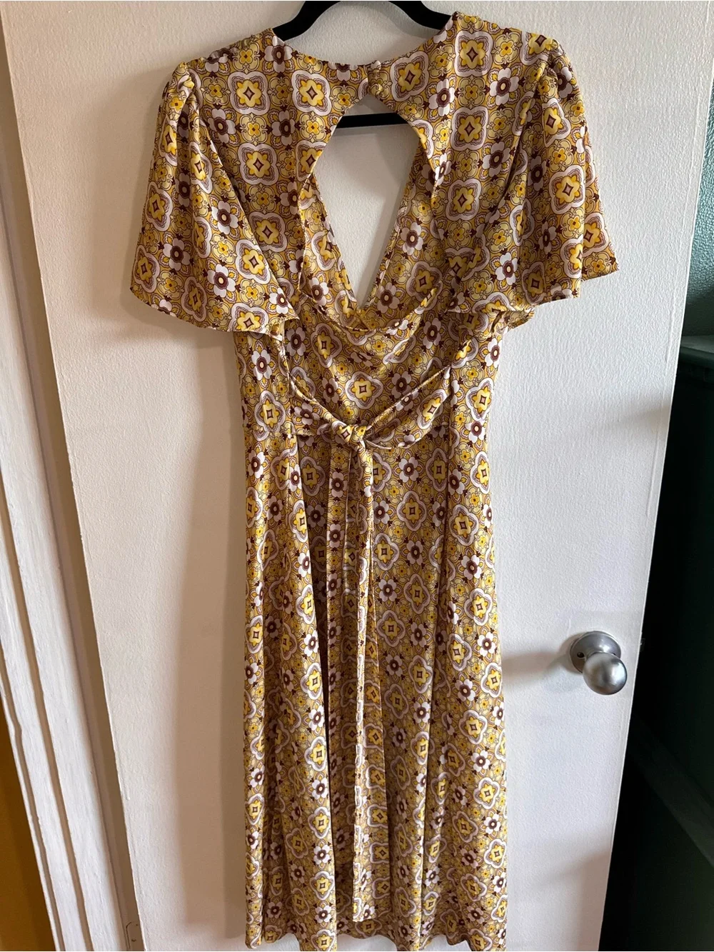 Yellow Floral Print V-Neck Maxi Dress